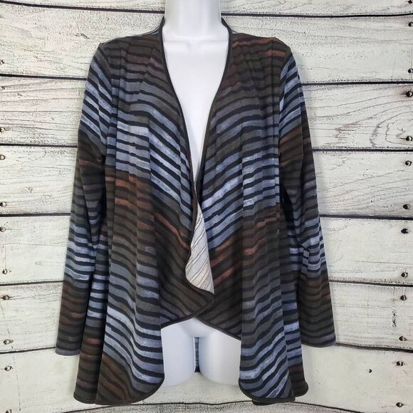 LuLaRoe M Watercolor Stripe Open Front Lightweight Cardigan - Picture 1 of 6